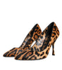 Dolce & Gabbana Brown Leopard Calf Hair Heels Pumps Shoes