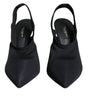 Dolce & Gabbana Black Jersey Stretch Heels Slingback Shoes
