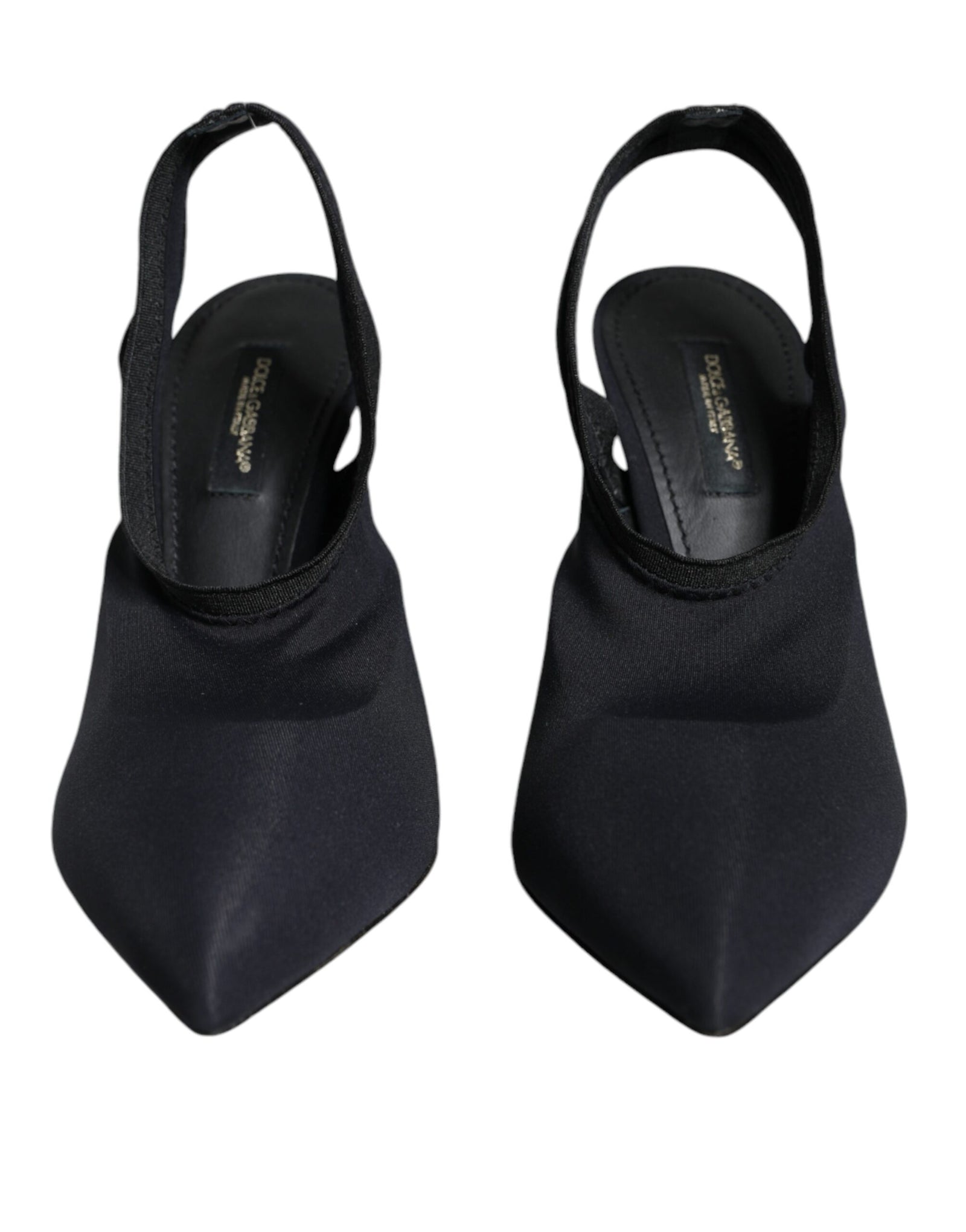 Chaussures à talons et bride arrière en jersey extensible noir Dolce & Gabbana