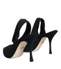 Dolce & Gabbana Black Jersey Stretch Heels Slingback Shoes