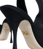 Dolce & Gabbana Black Jersey Stretch Heels Slingback Shoes