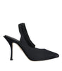 Dolce & Gabbana Black Jersey Stretch Heels Slingback Shoes