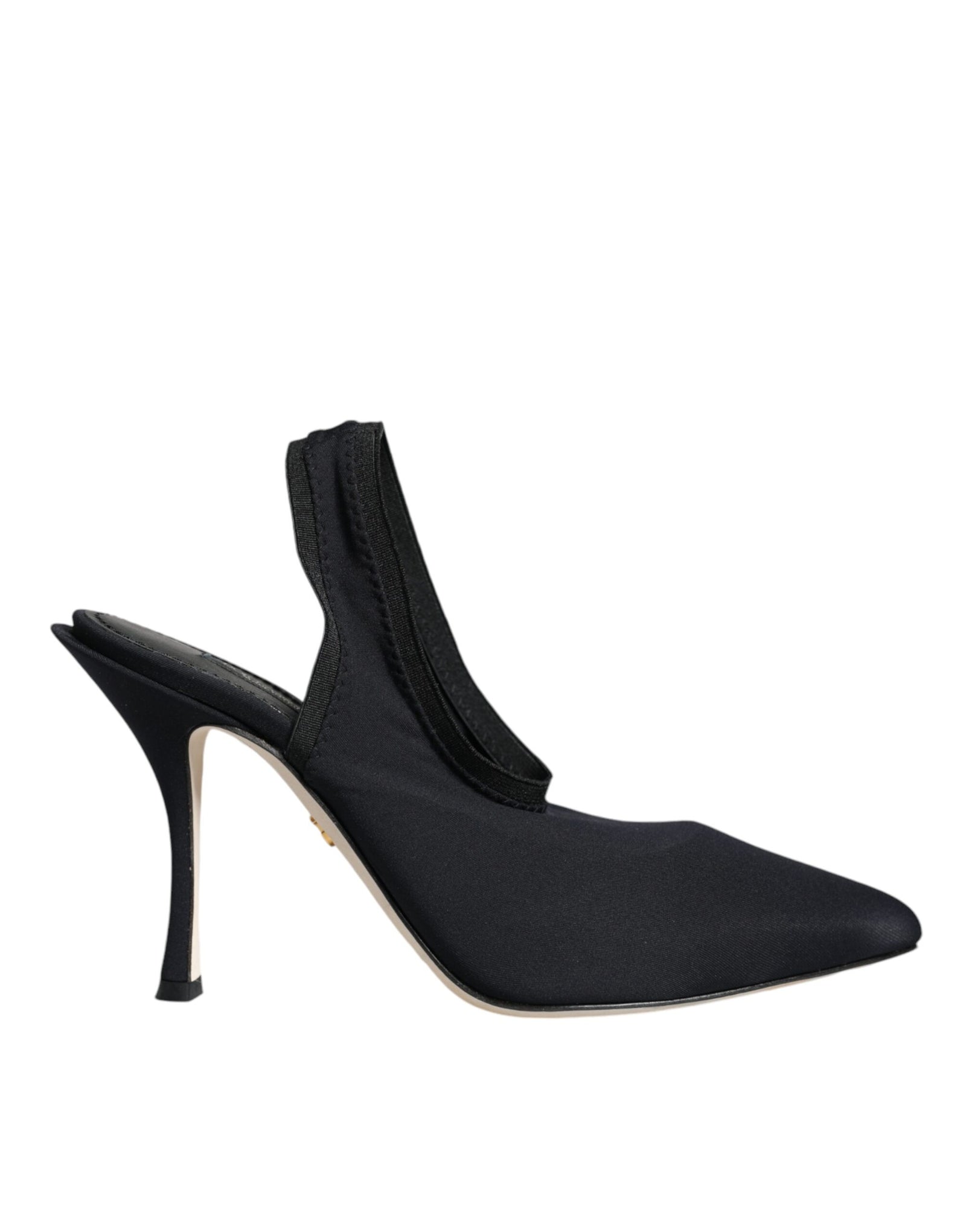 Chaussures à talons et bride arrière en jersey extensible noir Dolce & Gabbana