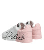 Dolce & Gabbana White Pink Portofino Low Top Sneakers Shoes