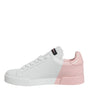 Dolce & Gabbana White Pink Portofino Low Top Sneakers Shoes