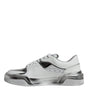 Dolce & Gabbana White Silver Leather Low Top Sneakers Shoes