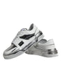 Dolce & Gabbana White Silver Leather Low Top Sneakers Shoes