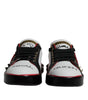 Dolce & Gabbana White Red Crystals Leather Portofino Sneakers Shoes