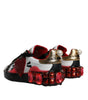 Dolce & Gabbana White Red Crystals Leather Portofino Sneakers Shoes