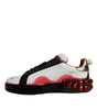 Dolce & Gabbana White Red Crystals Leather Portofino Sneakers Shoes