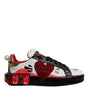 Dolce & Gabbana White Red Crystals Leather Portofino Sneakers Shoes