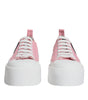 Dolce & Gabbana Pink White Canvas Logo Low Top Sneakers Shoes