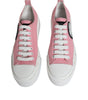 Dolce & Gabbana Pink White Canvas Logo Low Top Sneakers Shoes