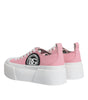 Dolce & Gabbana Pink White Canvas Logo Low Top Sneakers Shoes
