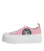 Dolce & Gabbana Pink White Canvas Logo Low Top Sneakers Shoes