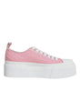 Dolce & Gabbana Pink White Canvas Logo Low Top Sneakers Shoes