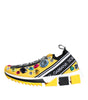 Dolce & Gabbana Yellow Sorrento Crystals Low Top Sneakers Shoes