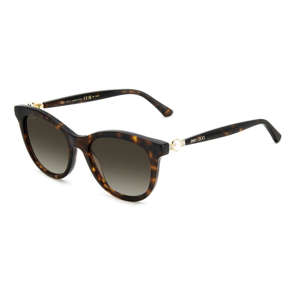 Lunettes de soleil Jimmy Choo en cuir de veau marron