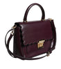 Michael Kors Purple Leather Logo Plaque Crossbody MINDY Satchel Bag