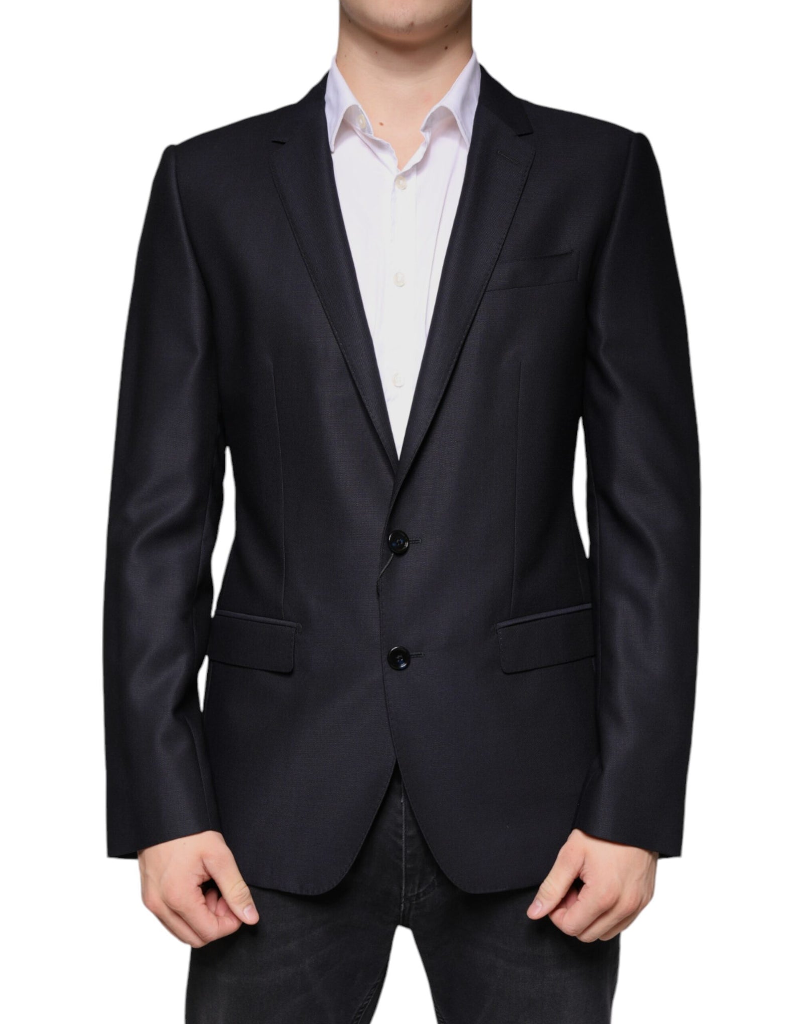 Dolce &amp; Gabbana - Blazer simple boutonnage en laine bleu foncé