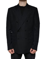 Blazer croisé en lin noir Dolce & Gabbana
