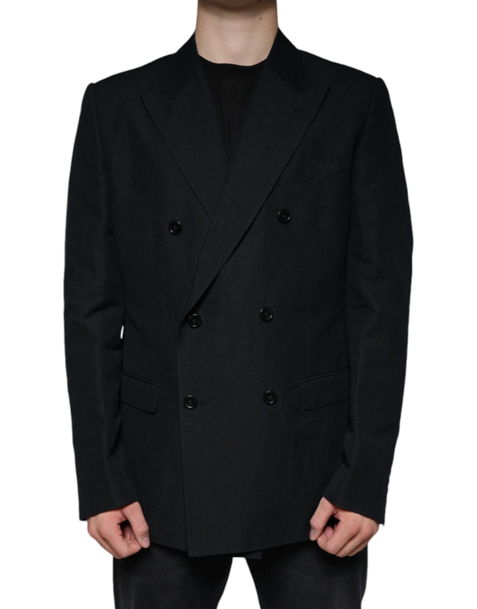Blazer croisé en lin noir Dolce & Gabbana