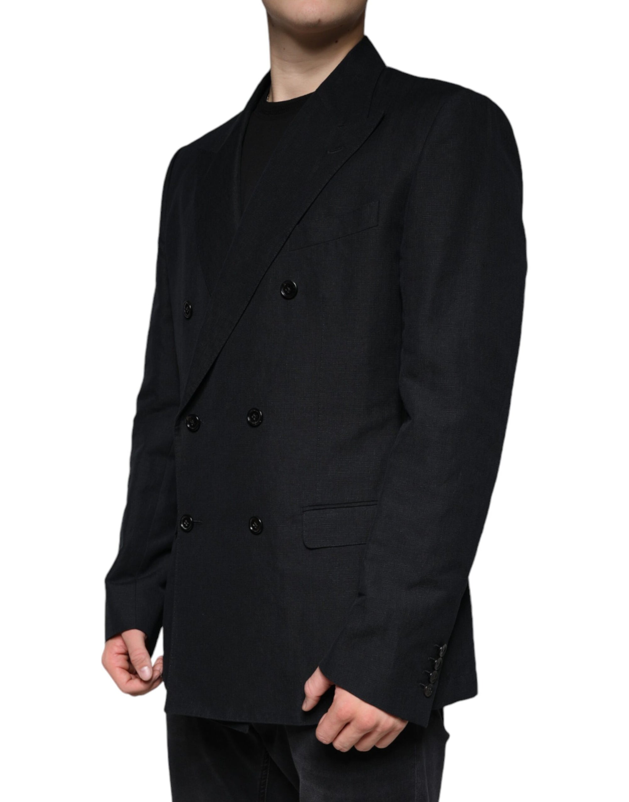 Blazer croisé en lin noir Dolce & Gabbana