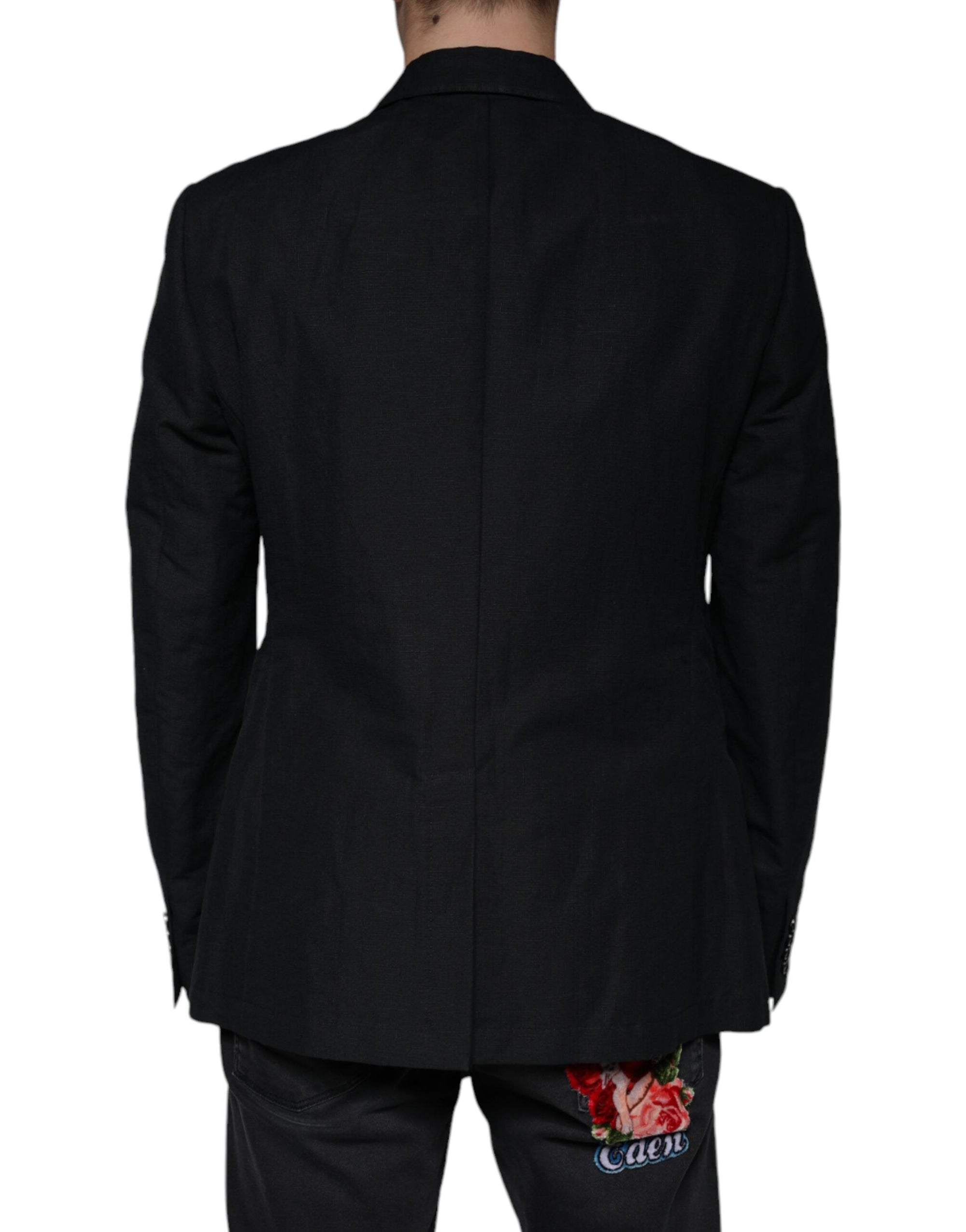 Blazer croisé en lin noir Dolce & Gabbana