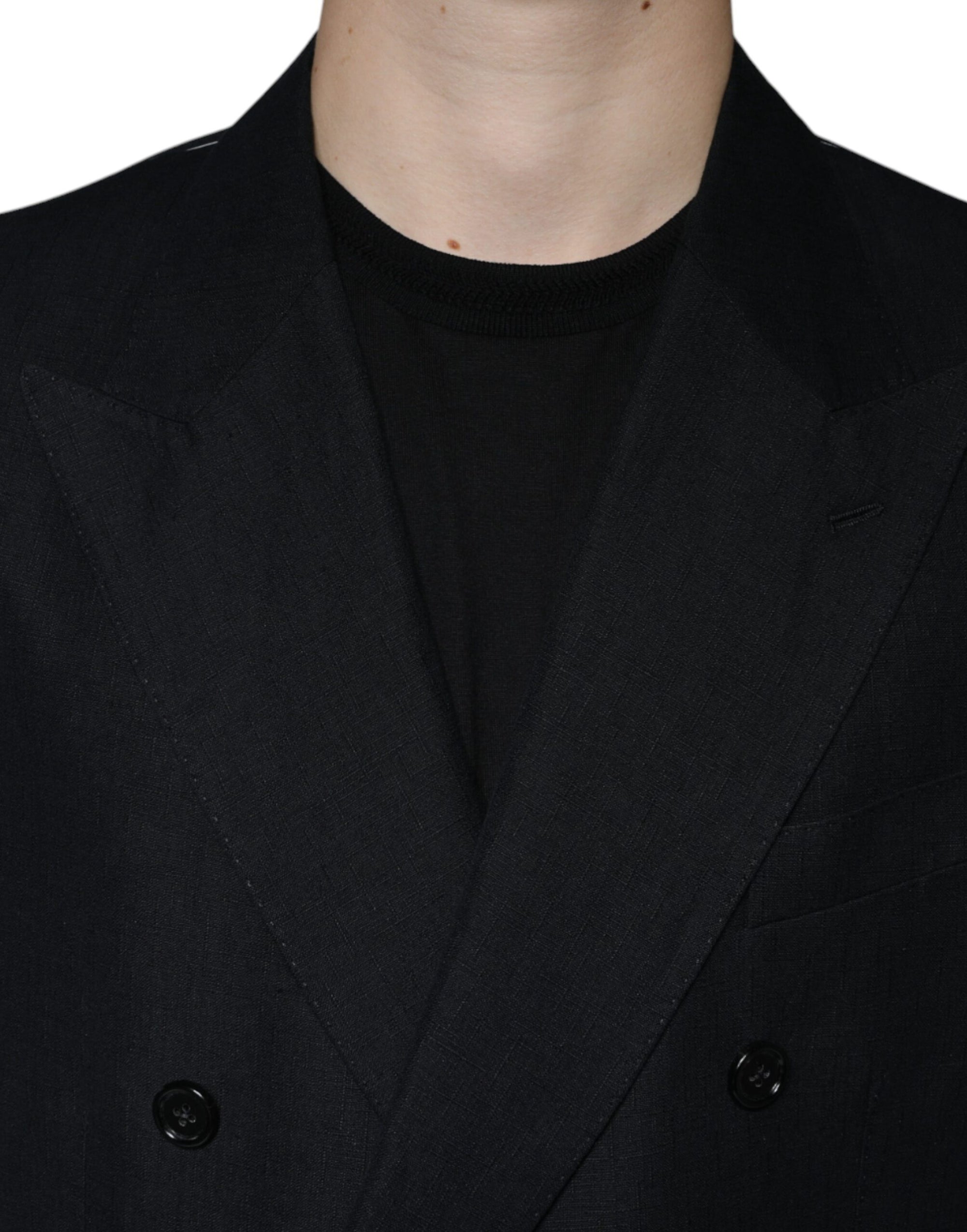 Blazer croisé en lin noir Dolce & Gabbana