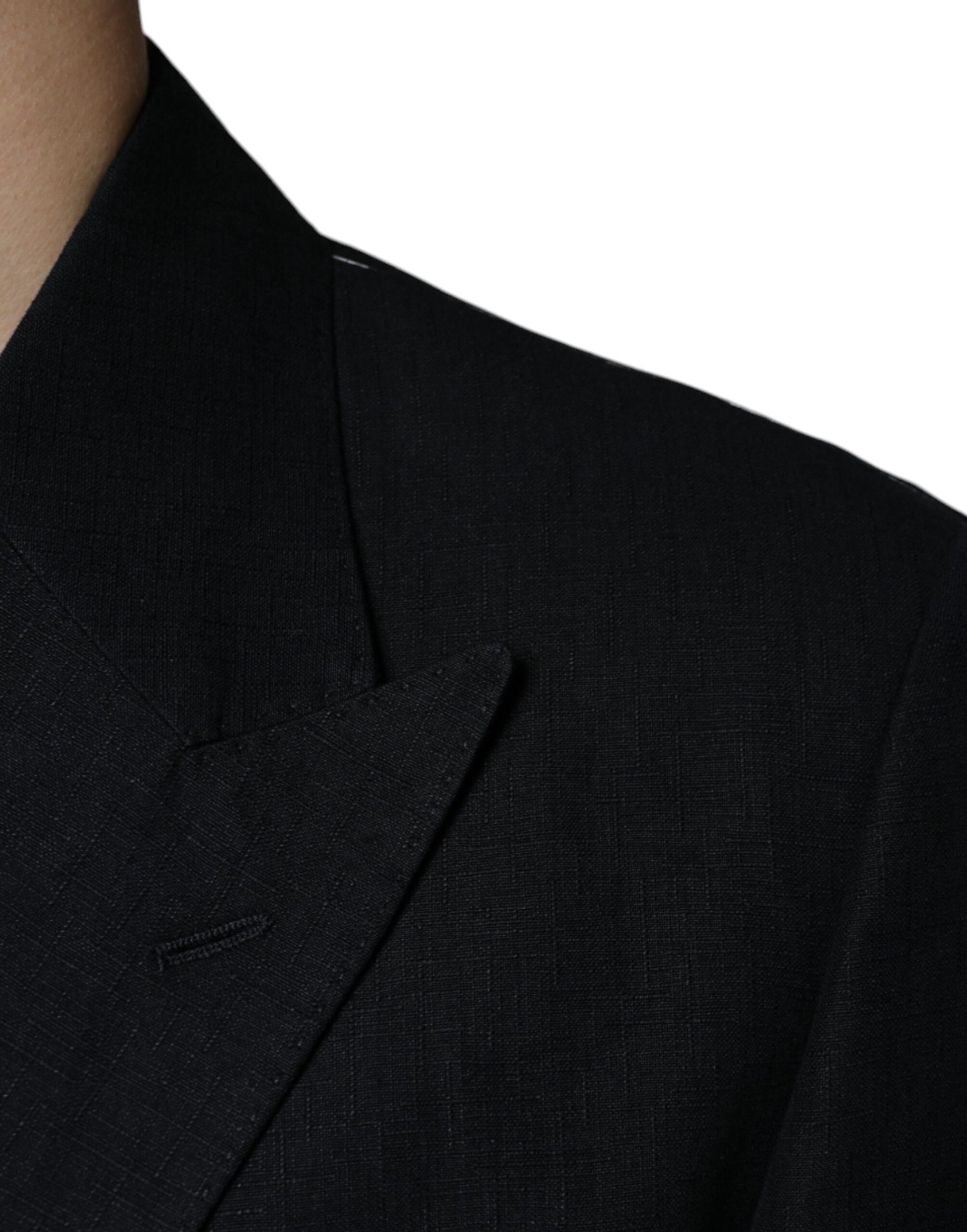 Blazer croisé en lin noir Dolce & Gabbana