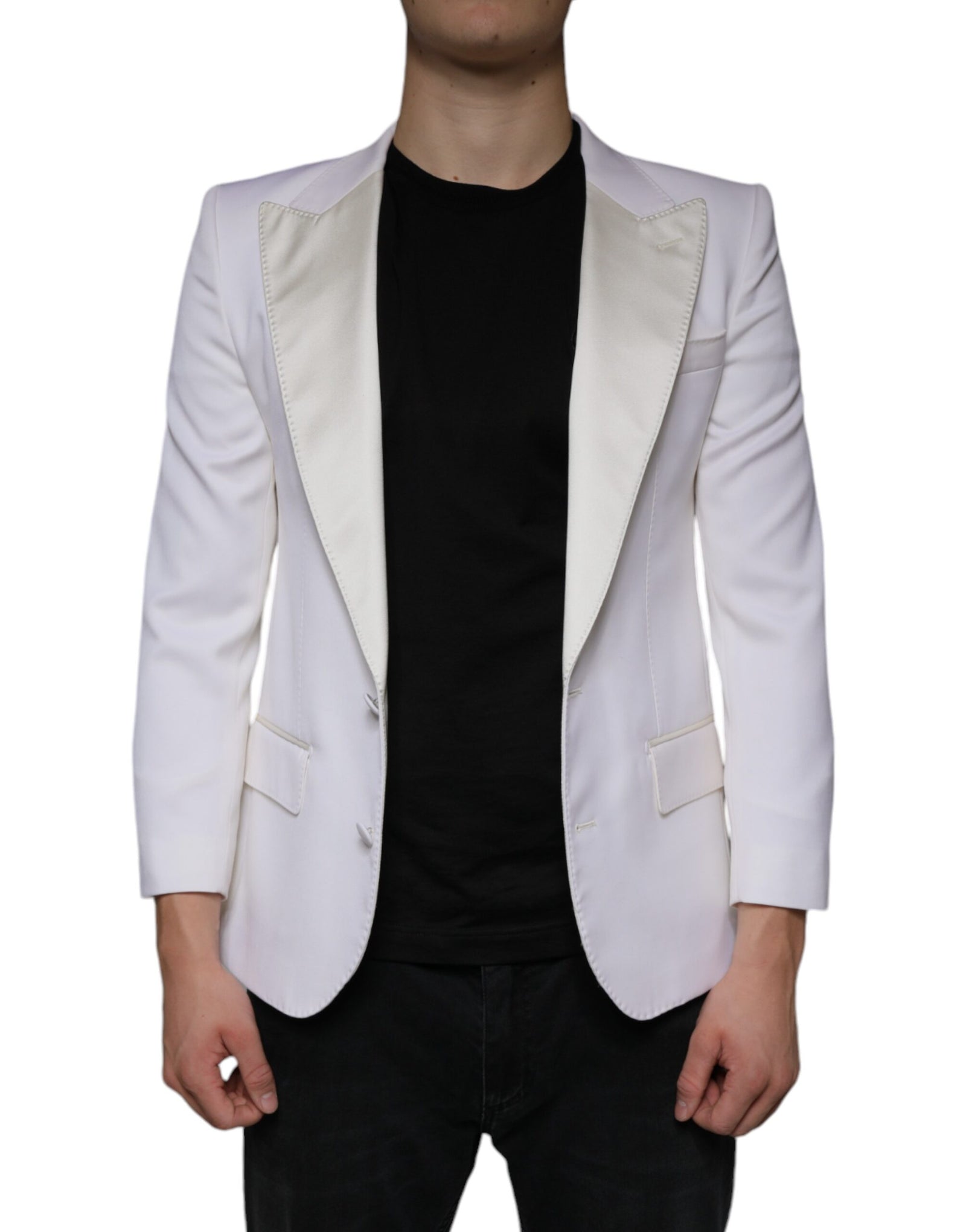 Blazer simple boutonnage en laine blanc cassé Dolce & Gabbana