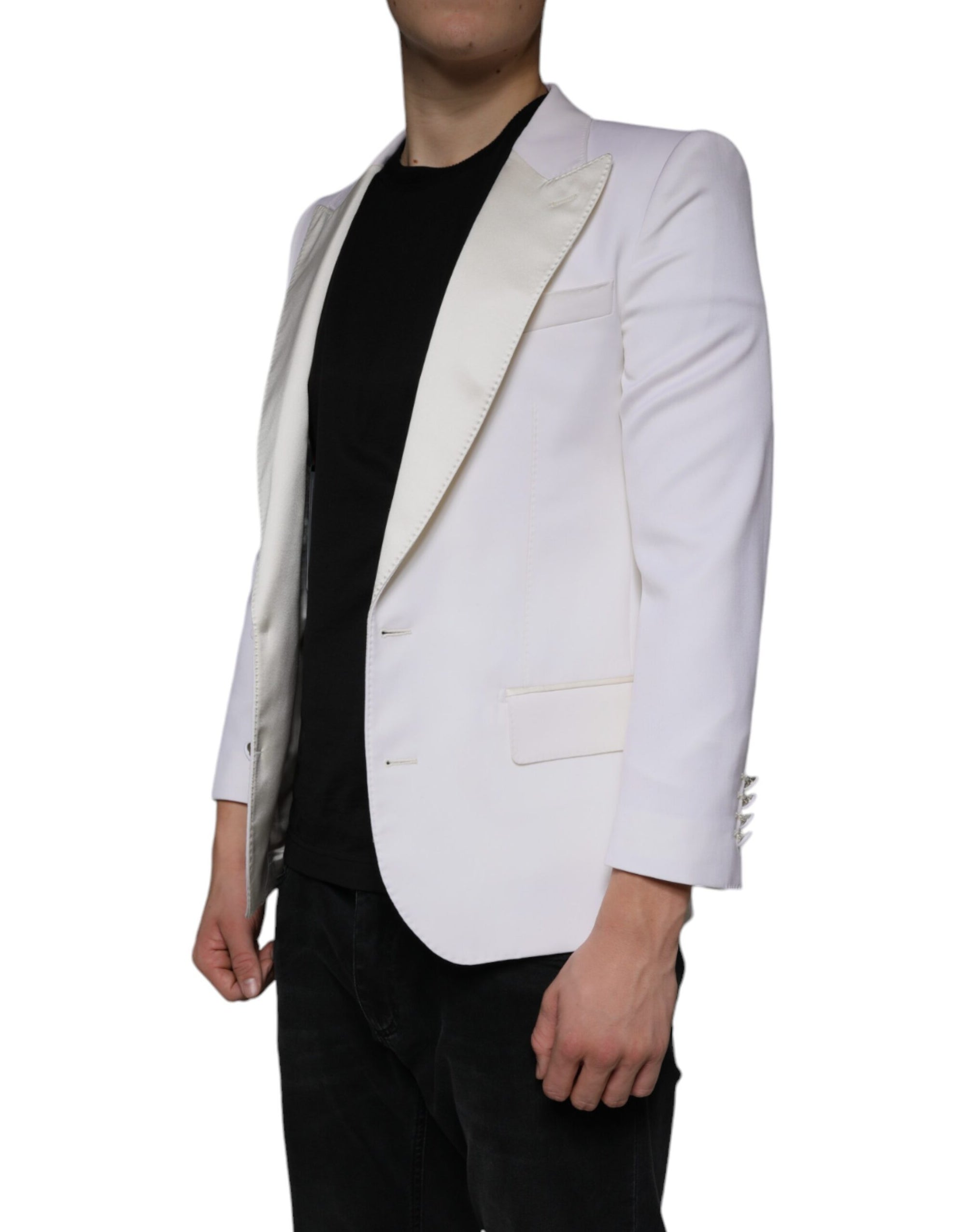 Blazer simple boutonnage en laine blanc cassé Dolce & Gabbana