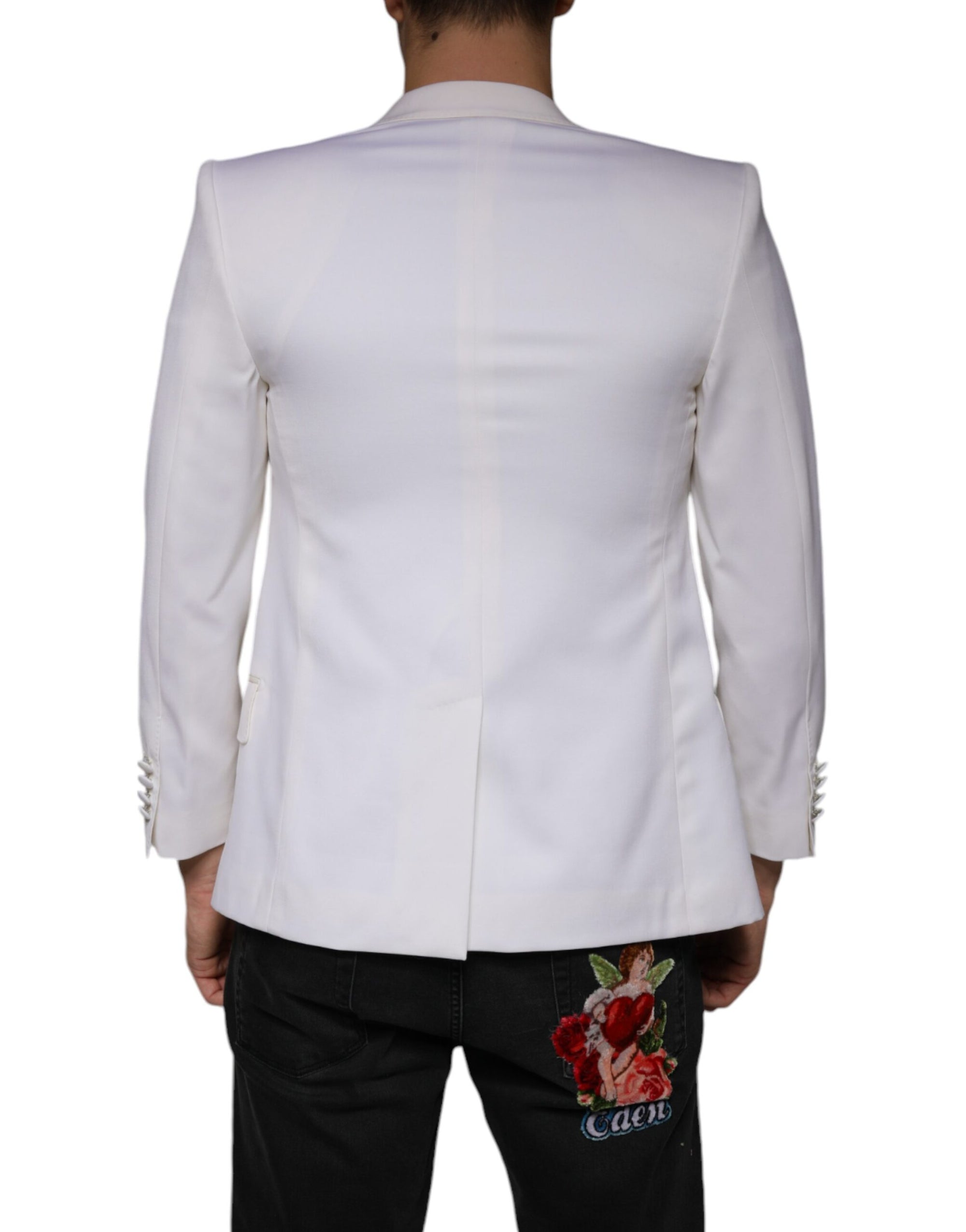 Blazer simple boutonnage en laine blanc cassé Dolce & Gabbana
