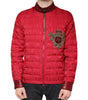 Dolce & Gabbana Red Quilted Bomber Gold Crown Logo Jacket