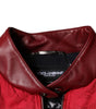 Dolce & Gabbana Red Quilted Bomber Gold Crown Logo Jacket