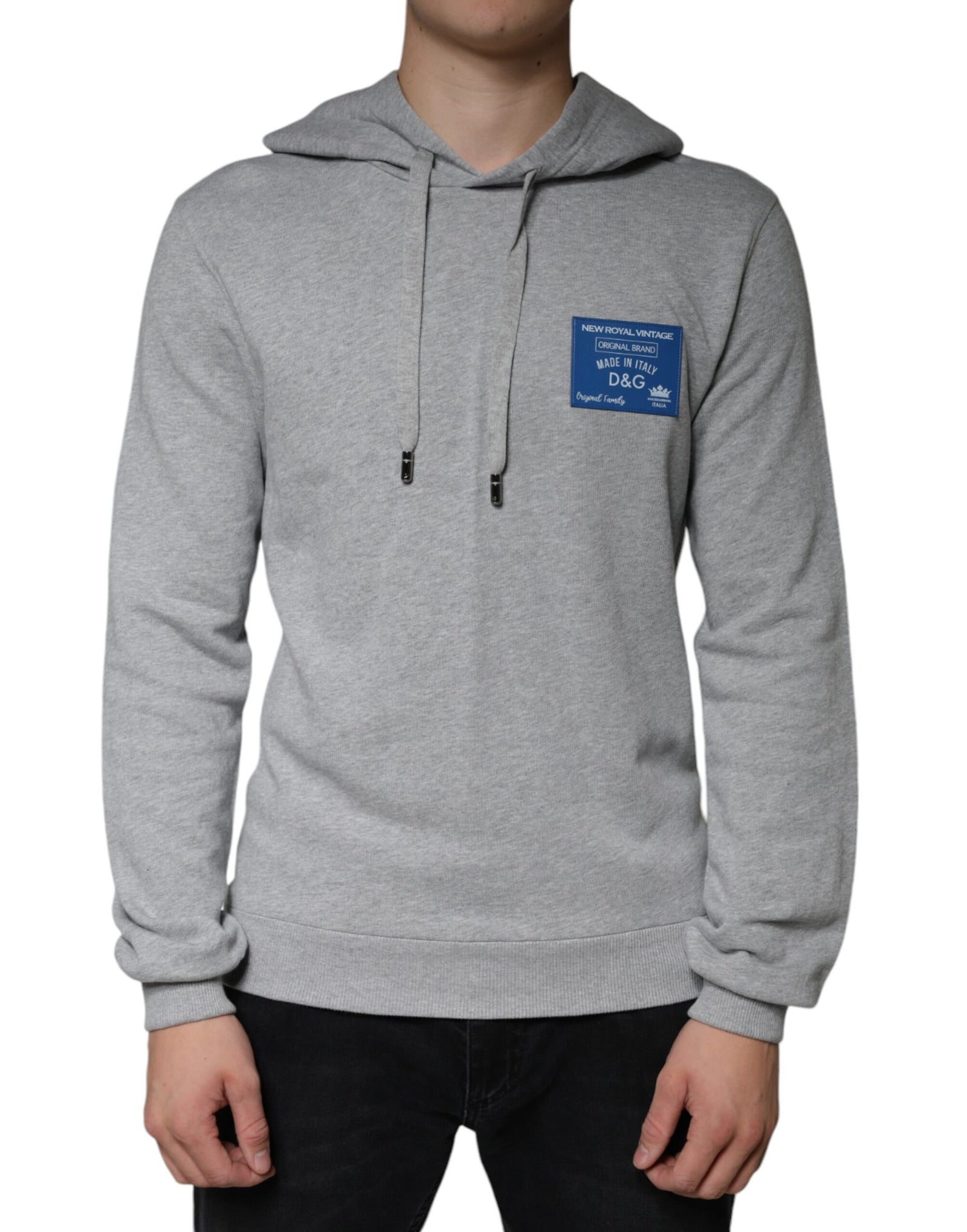 Dolce &amp; Gabbana Gray Cotton Logo Hooded Sweatshirt Sweater