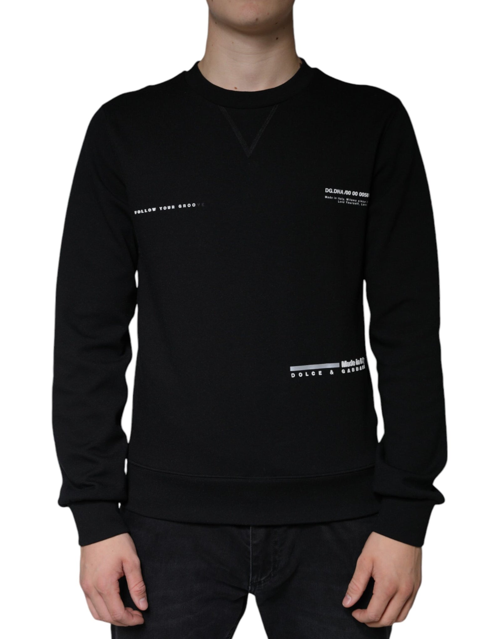 Dolce &amp; Gabbana Black Logo Print CrewNeck Sweatshirt Sweater