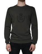 Dolce &amp; Gabbana Army Green DG Crown Crew Neck Pullover Sweater