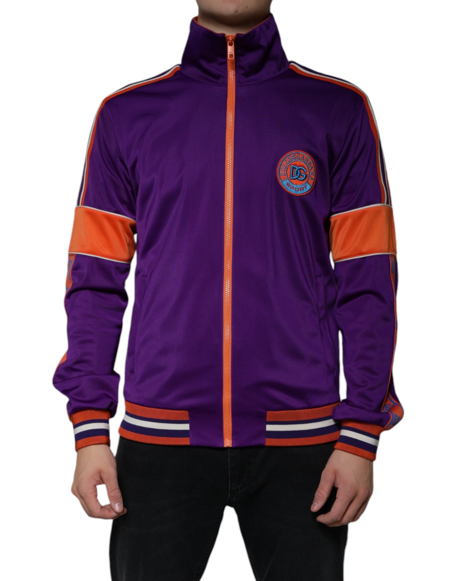 Dolce &amp; Gabbana Purple Polyester Full Zip Long Sleeve Sweater