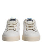Dolce & Gabbana White Blue Perforated Low Top Sneakers Shoes