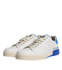 Dolce & Gabbana White Blue Perforated Low Top Sneakers Shoes