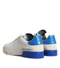 Dolce & Gabbana White Blue Perforated Low Top Sneakers Shoes