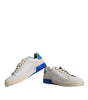 Dolce & Gabbana White Blue Perforated Low Top Sneakers Shoes