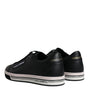 Dolce & Gabbana Black Leather Low Top Men Sneakers Shoes