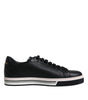 Dolce & Gabbana Black Leather Low Top Men Sneakers Shoes