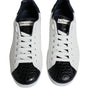 Dolce & Gabbana White Leather Logo Portofino Sneaker Shoes