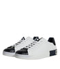 Dolce & Gabbana White Leather Logo Portofino Sneaker Shoes