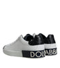 Dolce & Gabbana White Leather Logo Portofino Sneaker Shoes