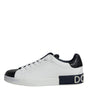 Dolce & Gabbana White Leather Logo Portofino Sneaker Shoes
