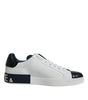 Dolce & Gabbana White Leather Logo Portofino Sneaker Shoes